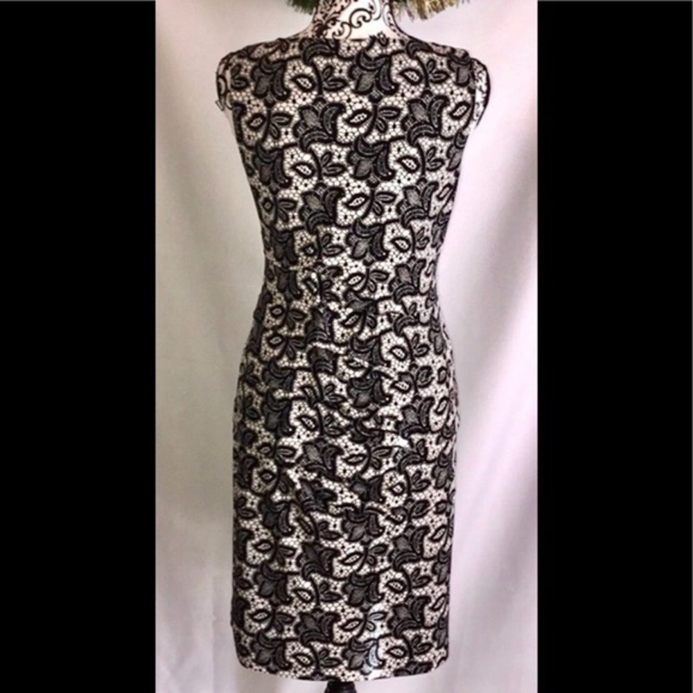 London Times Black Cream Floral Dress /8P - Picture 4 of 11